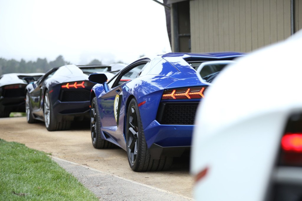 A flock of Aventadors awaiting launch orders